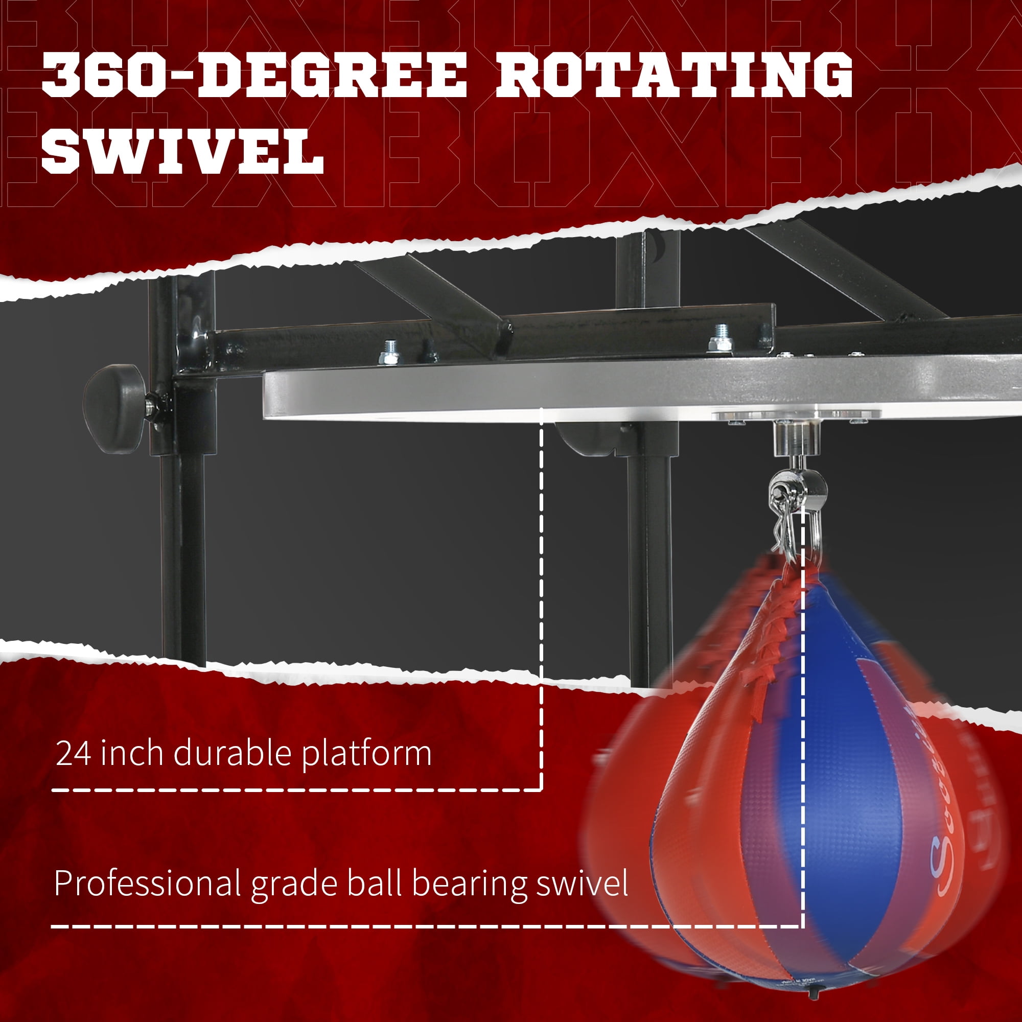 Soozier Heavy-Duty Speed Bag for Boxing Training Equipment, Wall-Mount Boxing Punching Bag, Adjustable Boxing Bag for Adults, Home Gym Equipment