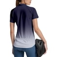 thumbnail image 4 of WTOBBY Women's Quick-Dry Fitness Short Sleeve Shirt, Gradient Color Cycling Top with Reflective Details & Secure Back Pockets,Purple S, 4 of 5