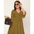 thumbnail image 5 of Moomaya Trendy V Neck Solid Rayon Dress - Tired Look, Casual Daywear Regular Fit, 5 of 9