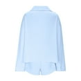 thumbnail image 4 of Simua Women's Cotton Outfit Set Casual Button Down Long Sleeve Shirt and Drawstring Shorts Pockets 2 Piece Lounge Set, 4 of 5
