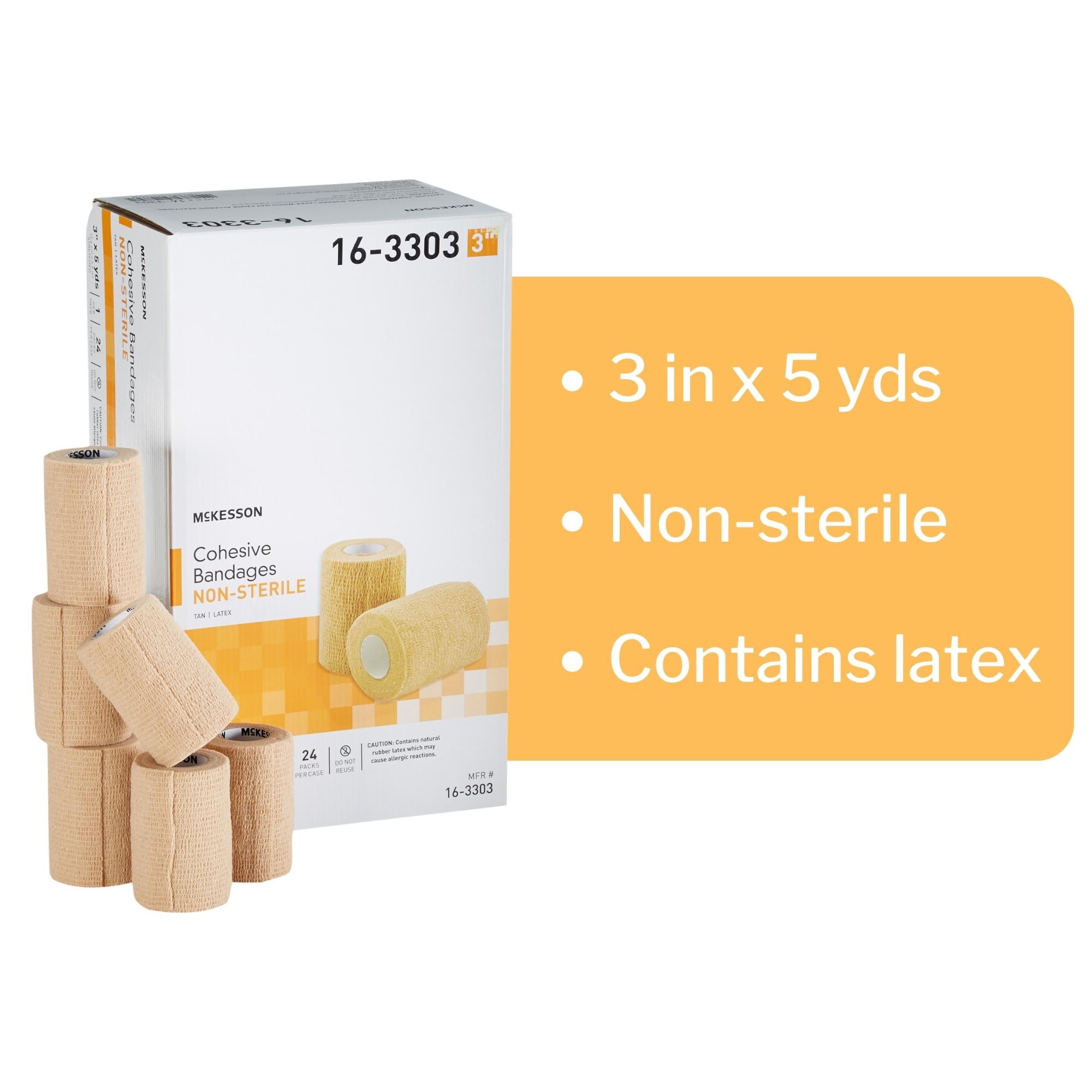 McKesson Cohesive Bandages, Self-Adherent Compression Wrap, 3 in x 5 yd, 1 Count, 24 Packs, 24 Total