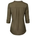 thumbnail image 4 of Made by Olivia Women's Long Sleeve Solid Split Neck Tencel Button Down Shirt Blouse, 4 of 4