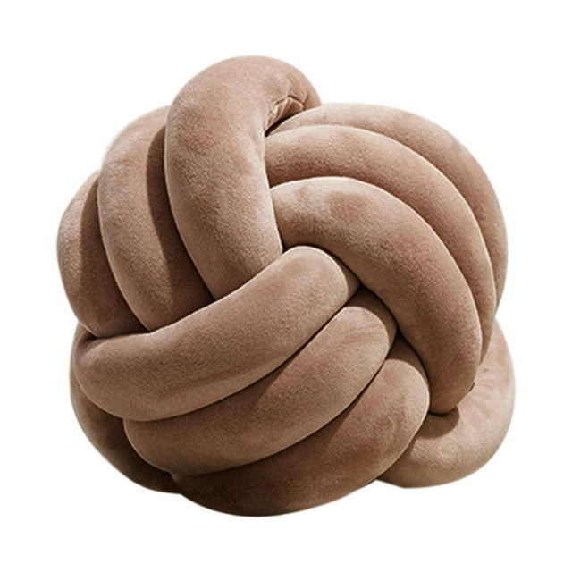 DOLITY Soft Knot Ball Pillow Round Handmade Throw Pillow for Office Living Room brown