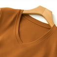 thumbnail image 4 of Olyvenn Women's Summer Tops Tee Mercerized Cotton 2025 V Neck T-Shirts Casual Comfort Short Sleeve Pullover Coffee XXL, 4 of 4