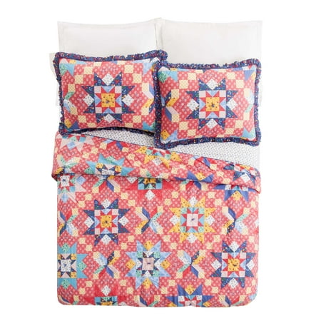 The Pioneer Woman Multi-Color Starlight Patchwork Cotton King Quilt