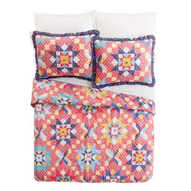The Pioneer Woman Multi-Color Starlight Patchwork Cotton Full/Queen Quilt -  Walmart.com