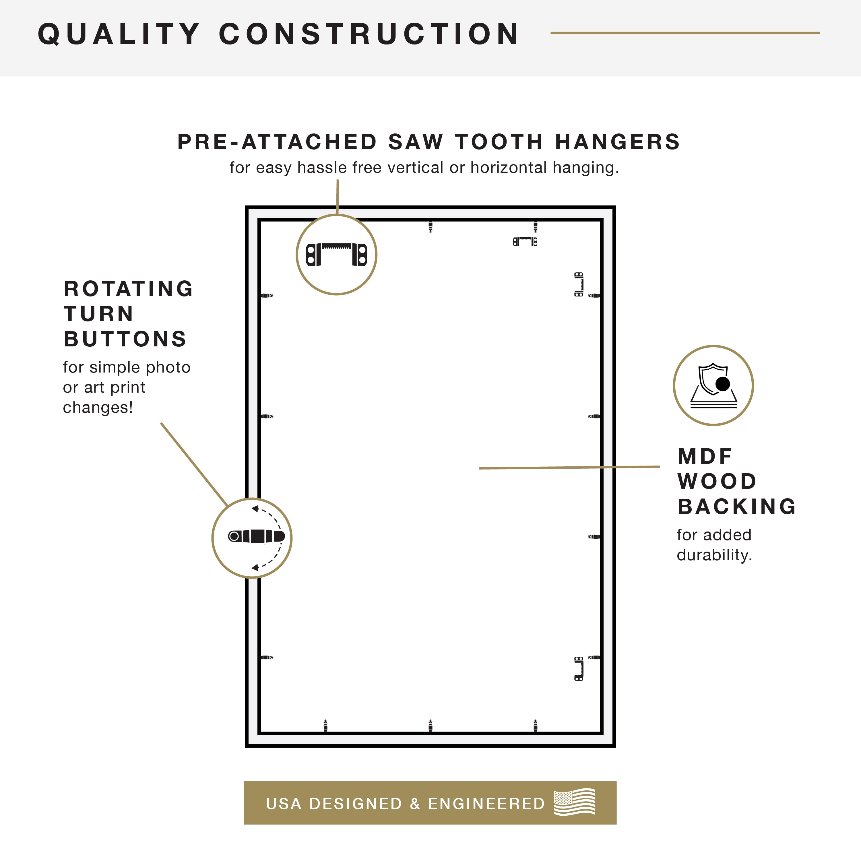 MCS Studio Gallery 24x36 Poster Frame Walnut Woodgrain Engineered Wood, Vertical & Horizontal Wall Hanging Large Picture Frame for Photos, Posters & Art Prints (1-Pack)