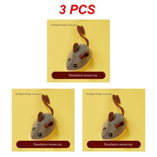 1~10PCS Smart Running Mouse Cat Toy Interactive Random Moving Electric Cat Teaser Toys Simulation Mice Kitten Self-Playing Plush Style A 3pcs
