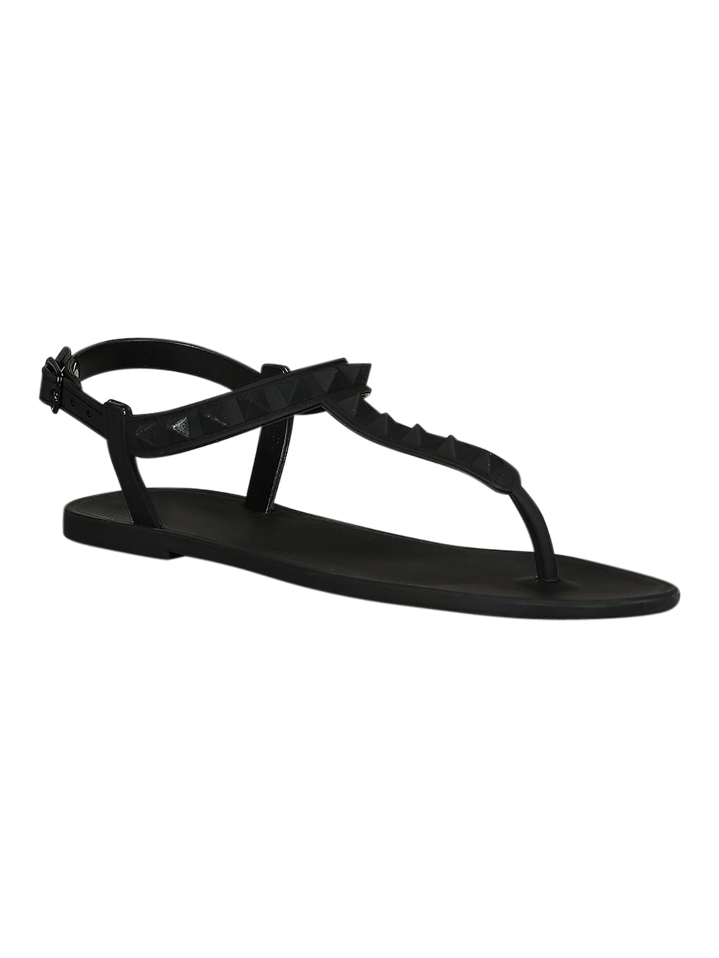 black studded jelly sandals