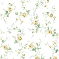 NextWall Blossom Floral Trail Peel and Stick Wallpaper (Wheatfield & Sage)