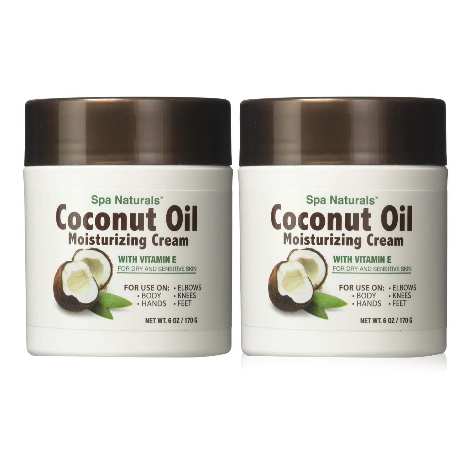 Spa Naturals Coconut Oil, 6oz Jar Moisturizing Cream with Vitamin E Face Body Hydration for