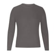 thumbnail image 3 of HAiming Men's Round Neck Sweaters Solid Color Long Sleeved Loose Pullover Tops Plus Size Casual Base Shirt Jumper, 3 of 5