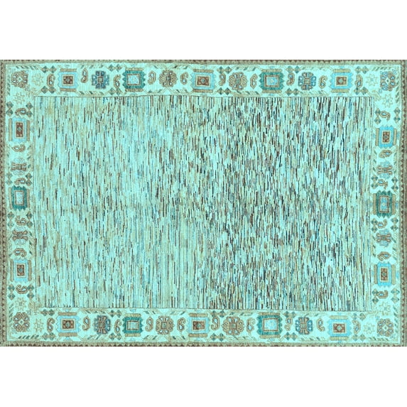 Ahgly Company Indoor Rectangle Oriental Light Blue Modern Area Rugs, 5' x 7'