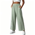 thumbnail image 5 of Favoffer Women's Linen Embroidered Pants Loose Casual Solid Color Slimming Trousers Breathable Fashion Summer Bottom for Holiday Leisure Street, 5 of 6