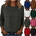 thumbnail image 2 of LIaqionyy Women Tops Long Sleeve Blouses Casual Crew Neck Pleated Tunic Shirts Loose Fashion Business Clothes, 2 of 5