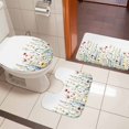 thumbnail image 5 of Watercolor Wildflower Bathroom Rugs Set Spring Flower Leaf Plant Non Slip Absorbent Soft Bath Mats 3 Piece Set with Bathroom Rug, U-Shaped Floor Mat, Toilet Seat Cover Large Size, 5 of 9