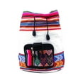 thumbnail image 2 of Mini Multicolored Peruvian Tribal Print Striped Pattern Lightweight Drawstring Backpack - Handmade Bags Boho Accessories, 2 of 3