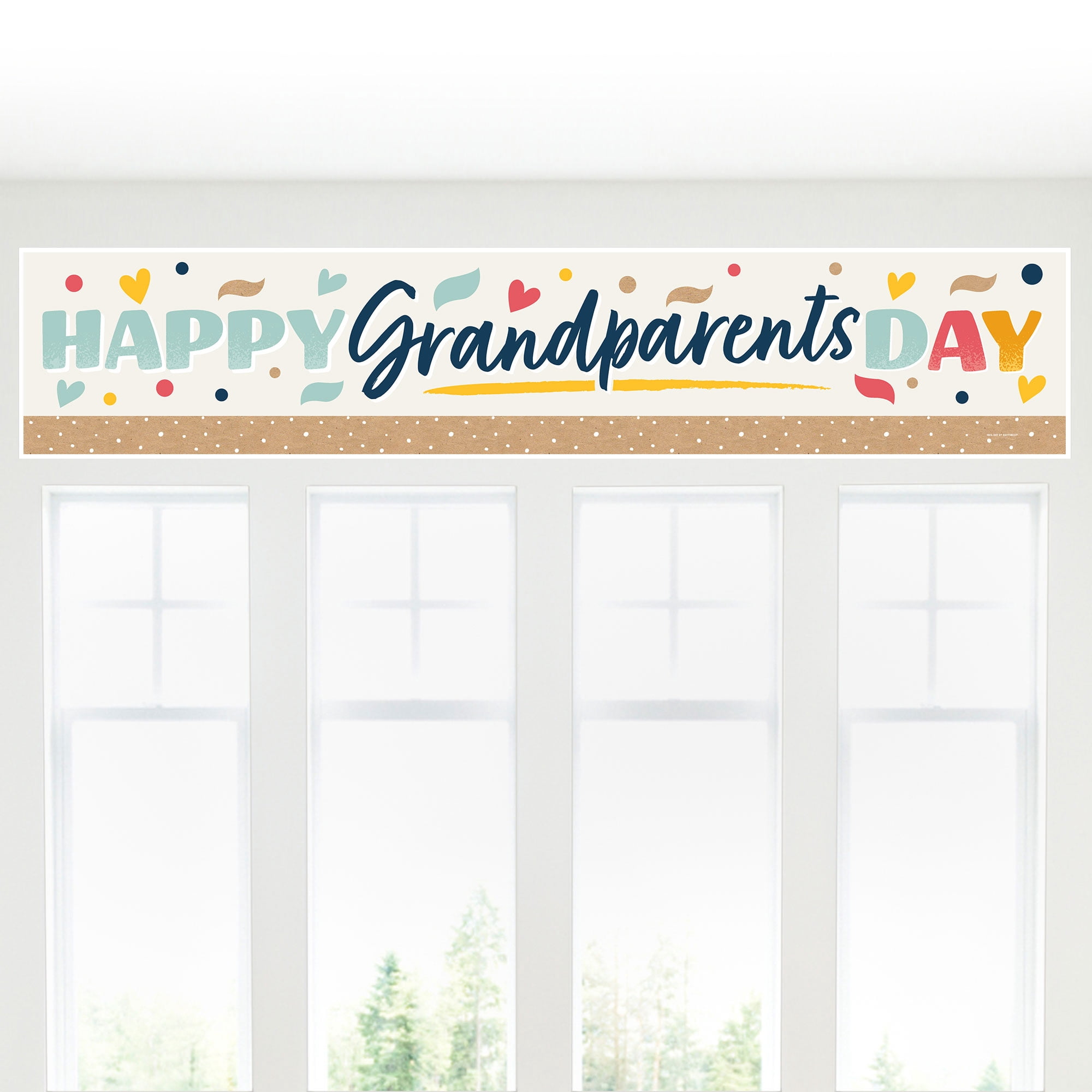 Happy Grandparents Day Banner – Fertig-Deko Für Oma & Opa Zum Aufhängen, Inkl. Schnur, 6,4m Lang
