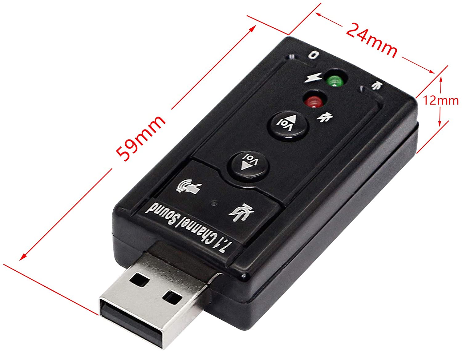 7.1 USB Stereo Audio Adapter External Sound Card - Sound card - stereo - USB 2.0 - ICUSBAUDIO7,Black - image 4 of 6