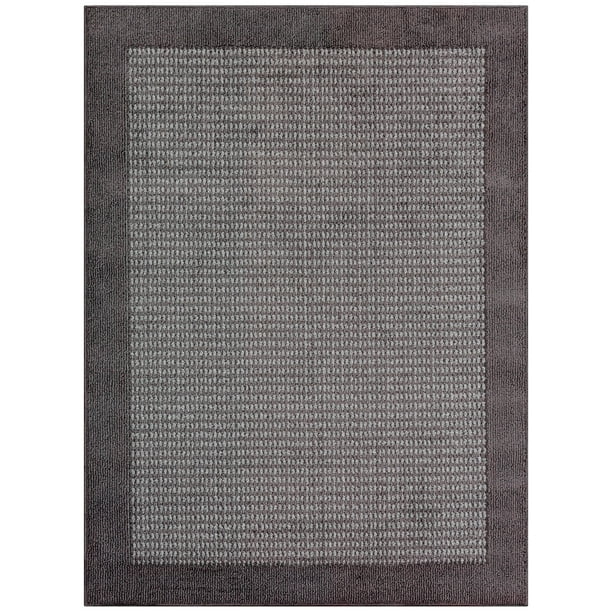 Mainstays Traditional Faux Sisal Border Gray Area Rug, 4'x5'4" Walmart Business