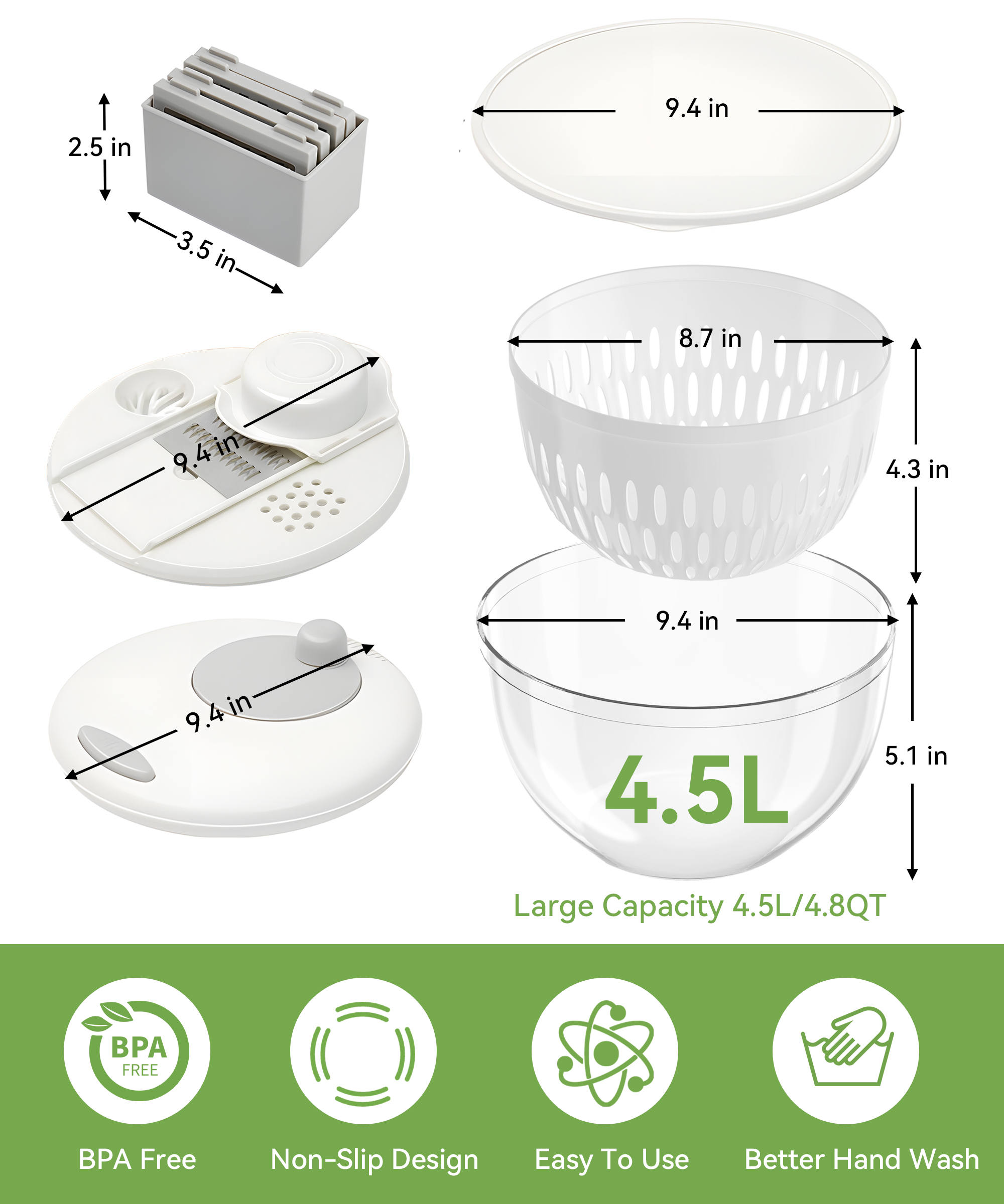 M Buder Salad Spinner with Vegetable Chopper Blades photo 5