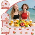 thumbnail image 2 of Strawberry Tablecloth Pink Birthday Party Decorations Disposable Table Covers for Strawberry Shortcake Party Supplies 54 x 108 in 3-Pack Design 2, 2 of 6