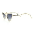 thumbnail image 6 of Womens Iced Out Bling Rhinestone Cat Eye Metal Rim Star Arm Sunglasses Gold - Smoke, 6 of 8