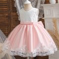 thumbnail image 5 of Girls' Dresses 3-4 Years A-Line Child Pageant Party Bow Knot Lace Sleeveless Gown Fit & Flare Pink Princess Dress, 5 of 7