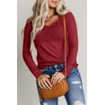 thumbnail image 1 of Women's Red Lace Crochet V Neck Long Sleeve Top, 1 of 17