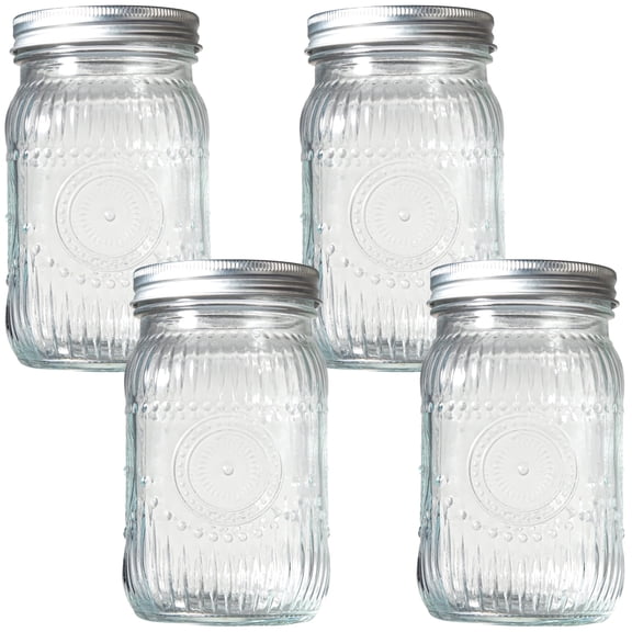 WELLLIFE FESTIVE Wide Mouth Mason Jars, 4 Pcs Mason Jars 32 OZ for Preserving,Jam,Honey,Wedding Favors,Sauces,Meal Prep,Salad,Yogurt Decor