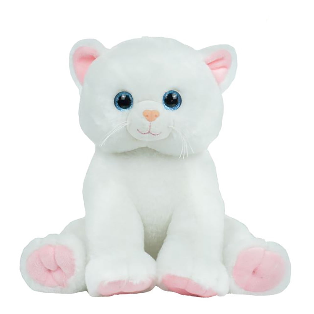 Cuddly Soft 16 inch Stuffed Happy White Cat We stuff 'em...you love