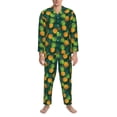 thumbnail image 3 of Fotbe Pineapples with Palm Leaves Pijama de Hombre con Estampado de Manga Larga, Conjunto de 2 Piezas, Ropa de Dormir Suave y Cómoda con Bolsillos-Small, 3 of 7