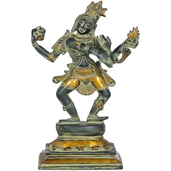 Exotic India The Dancing Shiva - Brass Statue - Color Black Green Gold Color