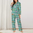 thumbnail image 2 of Honeii Starfish On Checkered Background print Women's Pajama Sets Long Sleeve Button Down Sleepwear Nightwear Soft Pjs Lounge Sets-XX-Large, 2 of 7