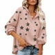thumbnail image 2 of Mujer Impreso Cordón Jersey Caída Hombro Manga Larga Bolsillo Cremallera Casual Sudaderas Rosa XXL, 2 of 6