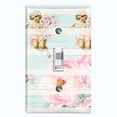 thumbnail image 1 of Metal Light Switch Plate Outlet Cover Romantic Valentine Floral Cupid Striped Blue AGL002, 1 of 13