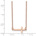 thumbnail image 5 of Stainless Steel Cable Necklace with Pendants Chain Chisel Polished Rose IP-plated CZ Sideways Cross on a 21.25 inch 4.25in extension 20 mm, 5 of 5