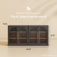 thumbnail image 2 of BELLEZE 65" Arched Sideboard with Glass Door, Accent Buffet Cabinet with Storage and Adjustable Shelves, Classic Modern Large Console Table For Dining Room Living Room Entryway (Ebony), 2 of 7
