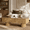 Oak-Fluted, variant on Wetalus Mid-Century Modern Lift Top and Storage Arched Wood Coffee Table, Black