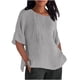 thumbnail image 3 of Suéter de maternidad,Blusa de cuello redondo de color liso para mujer, túnica holgada de media manga, mezcla de algodón y lino, camisa informal de trabajo, sopatenor, 3 of 8