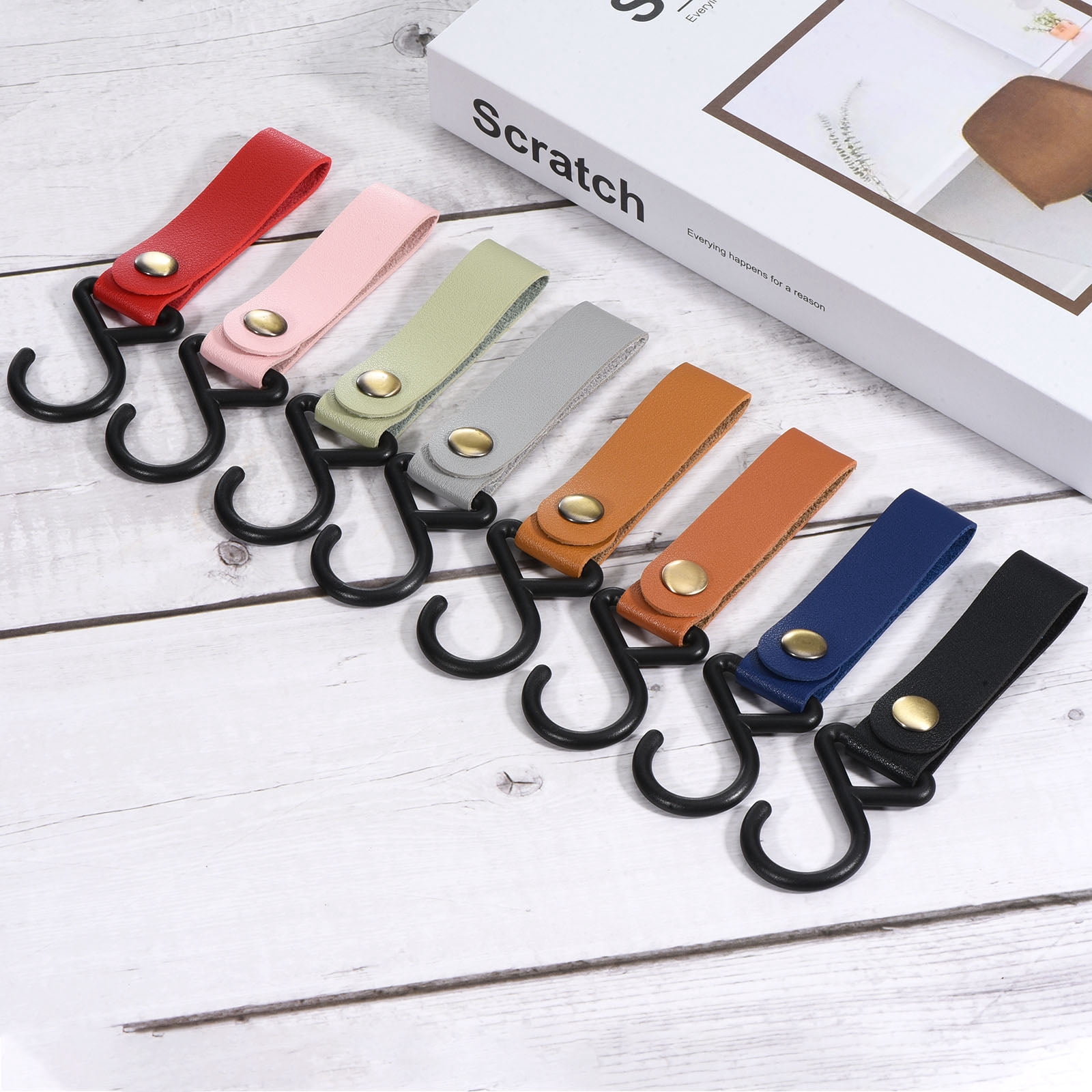 Unique Bargains PU Leather S Shelf Hooks Camping Hook Hanger Plastic Outdoor Green