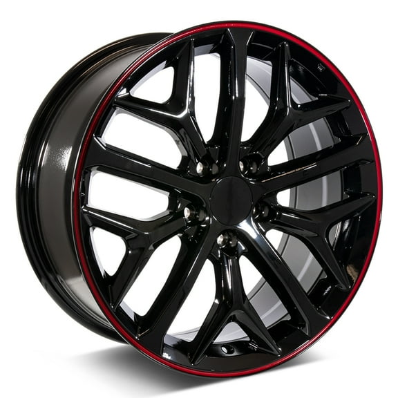 Set of 18" Gloss Black W/Red Pin Stripe 2020 SI Style Wheels Compatible with Civic, Accord, CRV, HRV (18x8, 45mm Offset)