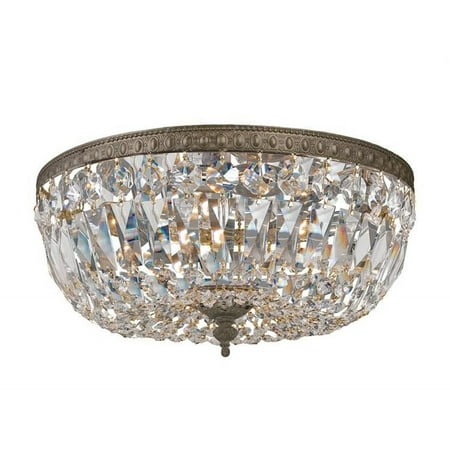 

Three Light Flush Mount in Traditional and Contemporary Style 12 inches Wide By 7 inches High-English Bronze Finish-Swarovski Spectra Crystal