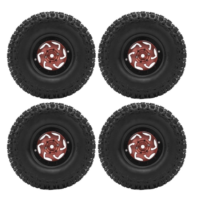 4pcs RC Crawler Wheels Hub and Tires Set, Anti Scratch Plastic Aluminum Alloy Wheel Rim Kit for RC Car 120x46mm