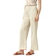 thumbnail image 4 of Pantalones de pierna ancha de satén para mujer con cintura alta elástica casual en beige M, 4 of 6