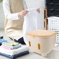 thumbnail image 1 of HOOWIFFY Space Saving Plastic Storage Stool with Safety Rounded Corners for Home, 1 of 6