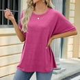 thumbnail image 5 of Timegard Womens Short Sleeve Tops Crew Neck Drop Shoulder Comfy Summer Casual Loose Tee Basic Blouse, 5 of 7