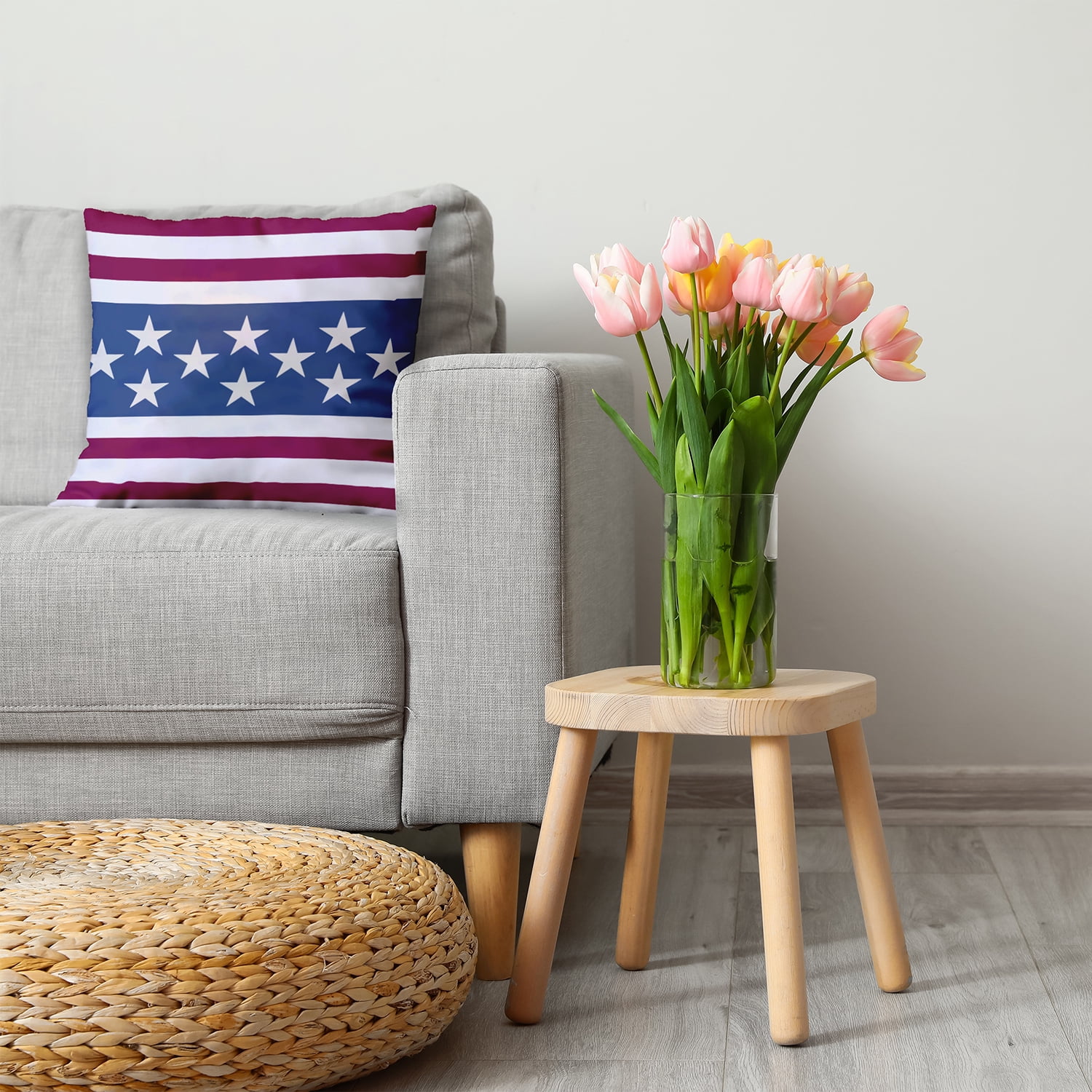 26" x 26" Simply Daisy Stars and Bars Poly Pillow with Zipper, Nautical Navy Qty 1