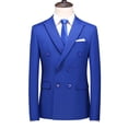 thumbnail image 1 of Traje de dos botones de doble hilera de color liso ajustado de talla grande para hombre de otoño Traje ajustado de estilo coreano para hombre, 1 of 5