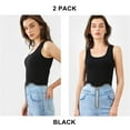 thumbnail image 3 of Women's Square Neck Tank Tops Cotton Racerback Camisole With Shelf Bra, 2-Packs, 3 of 7